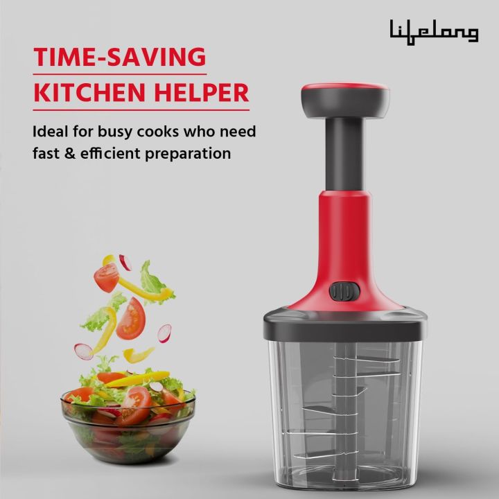 One Hand Chopper Small Manual hand push chopper 600 ml one just | Daraz.com.bd