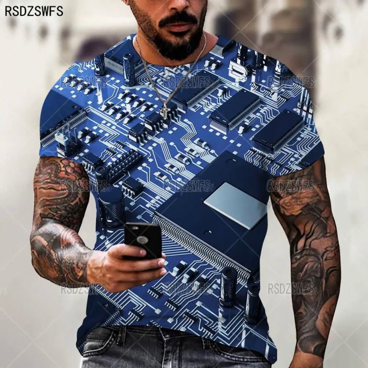 2021%20summer%20new%20fashion%20trend%20electronic%20chip%20pattern%20MEN'S%203D%20printed%20T-shirt%20Street%20personality%20wild%20loose%20oversize%20xxs-5xl%20-%20Image%202