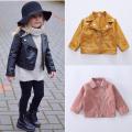 Children's Jacket Girls Winter Toddler Kids Baby Outwear Zipper Turn-down Leather Coat Short Jacket Clothes Куртка Для Девочки. 