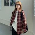 Spring and Autumn Plaid Shirt Coat Women's Clothing Design Sense Niche Shirt 2021 New Retro Hong Kong Style Long-Sleeved Top.