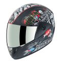 Gliders Jazz Full Face Matt Black Red Certified WHITE VISOR HELMET. 