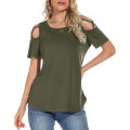 Women Summer Short Sleeve Strappy Cold Shoulder Tee Shirt Tops Blouses Fashion Female Off Shoulder Casual Daily Blouse Crop Top.