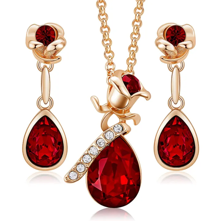 Luxury%20Fashion%20Ruby%20Rose%20Flower%20and%20Droplet%20Shape%20Pendant%20Necklace%20Earrings%20Set%20for%20Women%20Wedding%20Anniversary%20Jewelry%20Set%20Gift%20-%20Image%202