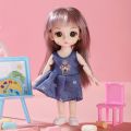 Doll Girl Toy Mini Doll Movable Joint Baby 3d Doll Beautiful Toys for Girls Clothes Dress Up 1/12 Fashion Doll 17cm Girls Gifts. 