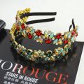 【Beiver Jewelry Store 】New Crystal Color Baroque Wide Side Jeweled Headband for Women Hair Accessories Band Headdress Shiny Gift.