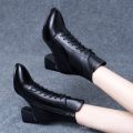 New 2024 Women's Thick Heel Warm Summer Single Boots Fashion Autumn Versatile Mid-Calf Boots British Style High Heel Martin Boots. 