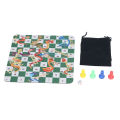 Plastic Chess Set 4 Chess Pieces Foldable Abrasion Proof Lightweight Board Game Set 24cm for Home. 