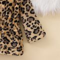 1-5Y Kids Girls Leopard Plush Coat Baby Autumn Winter Clothing Long Sleeve Elastic Waist Zip-Up Hooded Jacket Children Outerwear. 