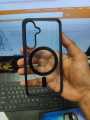For Samsung Galaxy A55 Mobile Cover MagSafe Compatible Shockproof Transparent Slim Fit Wireless Charging supported Frosted Border Phone Back Case Mobile Cover.