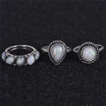 8PCS/Set Ring Silver White Fire Opal Ring Wedding Engagement Ring WomenJewelry. 