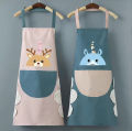 Dear head printed waterproof kitchen apron with hand wiping towel and big pocket for kitchen gardening painting etc or shop. 