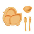 Cartoon children's dinner plate plastic compartment baby meal plate baby food bowl fork spoon feeding tableware food compartment set. 