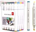 Deli E70803-24 Dual Tip Sketch Markers – 24 Colors, Brush & Chisel Tip Art Markers for Painting, Sketching, Calligraphy, Drawing & Coloring.