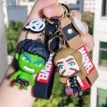 Marvel Black Spider Man Silicone Key Ring Cartoon Anime Keychain Car Pendant Phone Bag Hanging Jewelry Gifts for Kids.