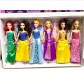 6 pcs Barbie Princess Doll set Dress Change Doll with Beautiful princess dress 30cm doll. 