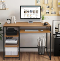 40" Computer Table with 3-Tier Bottom Storage & Keyboard Tray – Modern Office Desk for PC, Laptop, Study, Writing, and Gaming with Open Bookshelf.