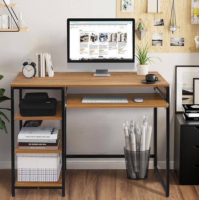 40"%20Computer%20Table%20with%203-Tier%20Bottom%20Storage%20&%20Keyboard%20Tray%20%E2%80%93%20Modern%20Office%20Desk%20for%20PC,%20Laptop,%20Study,%20Writing,%20and%20Gaming%20with%20Open%20Bookshelf%20-%20Image%202