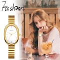 Stainless Steel Strap & Alloy Case Elegant Oval Dial Quartz Dress Wristwatch for Women – Classic Ladies Watch.