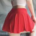 Lady Mini Skirts Club Sweet Harajuku Girls Dance Short Skirt Street High Waist Ice Silk A-Line Flared Pleated Women Dress.