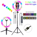 10" RGB LED Soft Ring Light with Tripod Stand for Photography Makeup YouTube Video Shooting Selfie - Ring Light. 