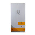 2 Door Multipurpose Almirah for Bedroom with Locker Drawers Hanging space Or Clothes storage Shelve - White + Yellow. 