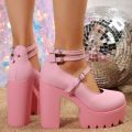 Women's Classic High Heels New Thick Heel Thick Sole High Heels Women's Sandals Fashion Buckle Ankle Strap Women's Casual Shoes.