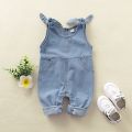 Newborn Baby Girl and Boy Romper Denim Solid Tether Sling Button Baby One Piece 0-12 Months Unisex Fashion Romper Jeans.