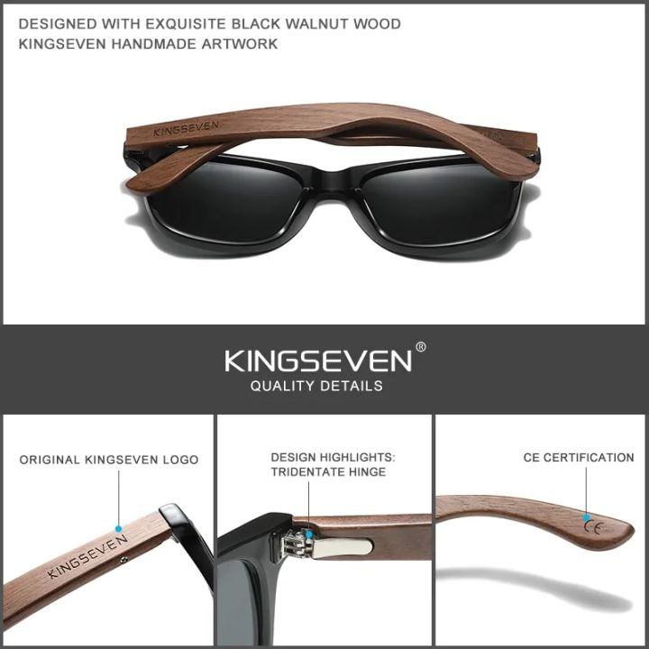 KINGSEVEN%20New%20Black%20Walnut%20Sunglasses%20Wood%20Polarized%20Sunglasses%20Men's%20Glasses%20Handmade%20UV400%20Protection%20Eyewear%20Retro%20Wooden%20Box%20-%20Image%203