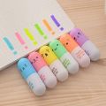 6 Pcs/Set Mini Pilll Shaped Highlighter Pens for Writing Cute Face Graffiti Marker Pen.