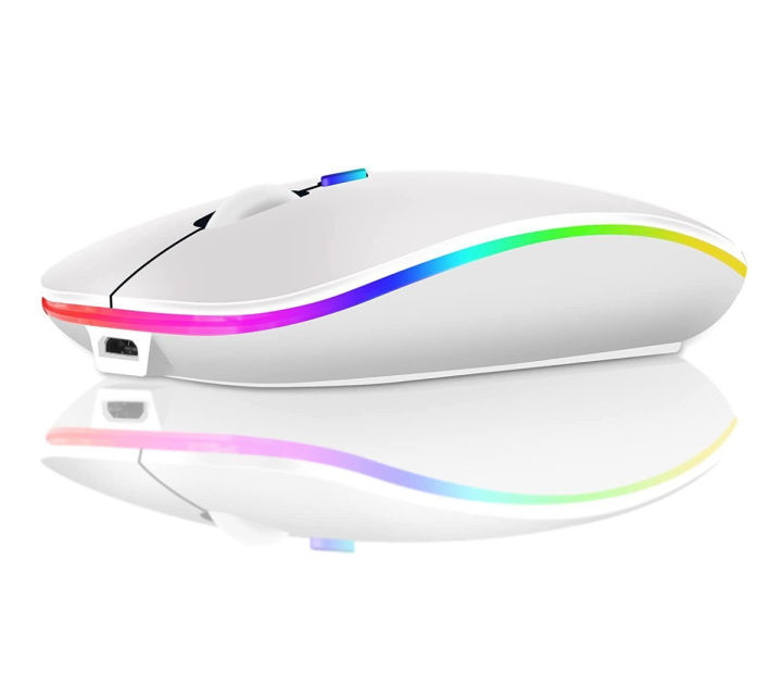 Wireless with Bluetooth RGB Lighting Mouse Ultra Slim 2.4GH Optical For PC Laptop and Mobile