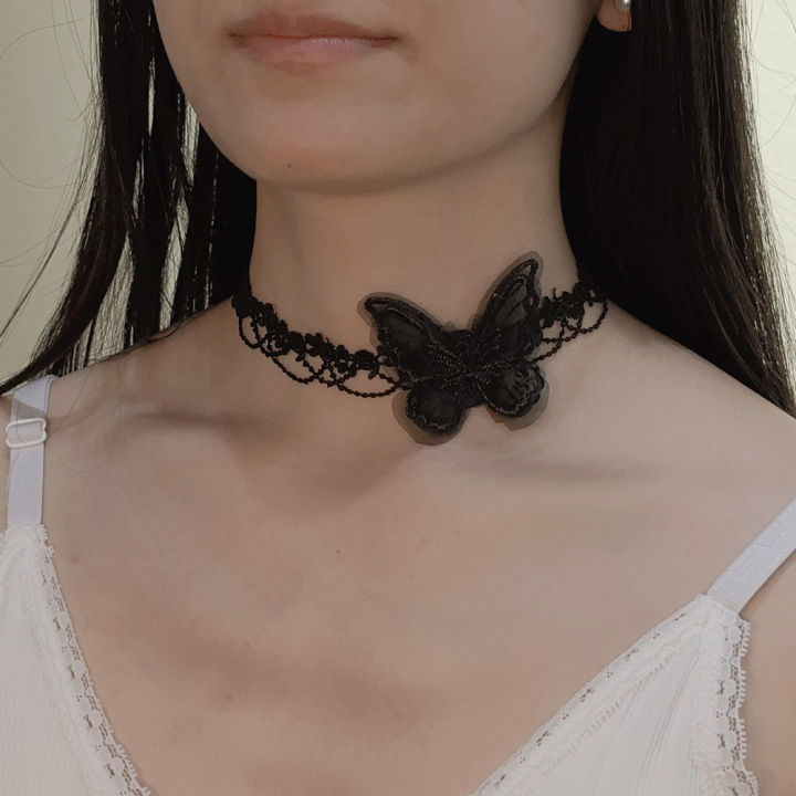 1/2Pcs%20Black/White%20Butterfly%20Lace%20Necklace%20Choker%20for%20Women%20Super%20Fairy%20Stereoscopic%20Butterfly%20Choker%20Fashion%20Accessories%20for%20Girls%20-%20Image%203