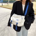Retro Harajuku bag Trendy Canvas Student class Messenger bag Ins Versatile Canvas bag for School College students use Travel Street style.