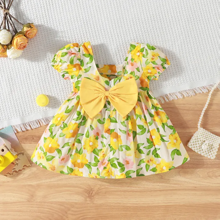 Summer%20New%20Baby%20Girl%20Dress%20Bubble%20Sleeves%20Square%20Neck%20Bow%20Summer%20Birthday%20Party%20Dress%20Sweet%20Princess%20Dress%20(0-3%20Year%20Old%20Girl)%20-%20Image%203