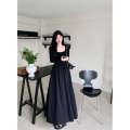 French style square neck dress for women's autumn 2024 new collection waist cinching and slimming effect paired with a base long sleeved skirt.