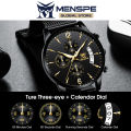 MENSPE Mens Digital Watch for Men True Three Eyes Wristwatch Waterproof Luminous Calendar Clocks Men's Quartz Watch Fashion Multi-functional Sports Waterproof Calendar Watch. 
