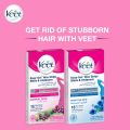 Veet Wax Strips for Bikini Line & Underarm, 16 One-Side Strips (2 Strips Patched Together X 8) & 3 Perfect Finish Wipes for Long Lasting Smoothness, Normal Skin, Made in France. 