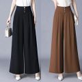 High-End Wide-Leg Pants2023Spring and Autumn New Women's Skirt Pants High Waist Drooping Slimming Solid Color Casual High-End Wide-Leg Pants. 