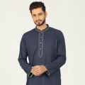 Masculine Semi Fit Embro Panjabi -  Navy. 