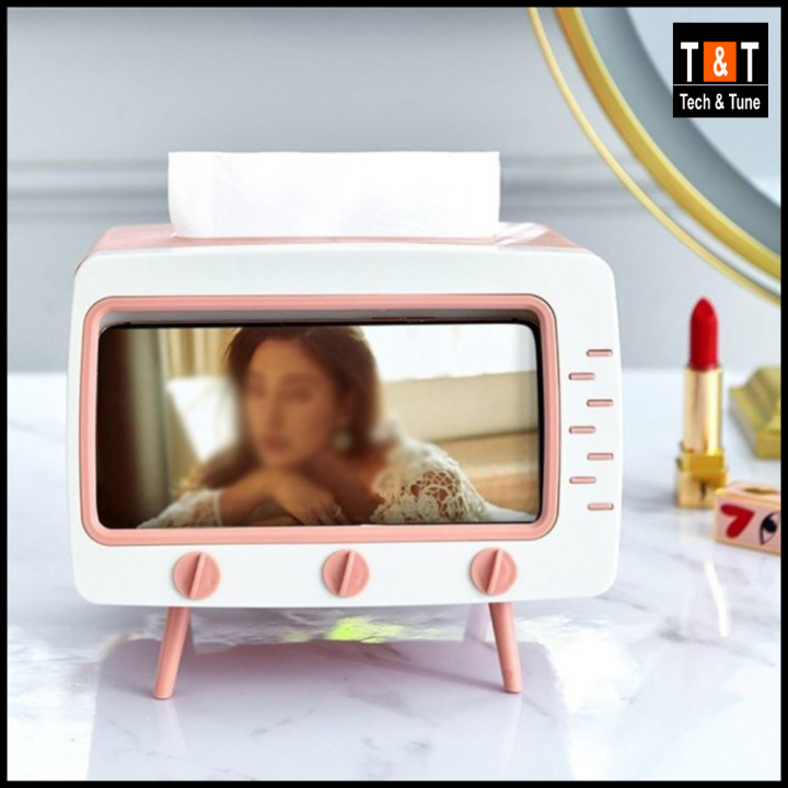 Retro%20TV%20Shaped%20Tissue%20Box%20&%20Phone%20Holder%20Tissue%20Box%20Mobile%20Phone%20Rack%20Bracket%20Plastic%20Household%20Living%20Room%20Desktop%20Creative%20Storage%20Box%20-%20Image%203