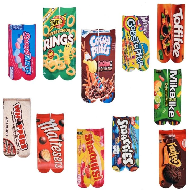 11 Style Mens Socks 3D Creative Foods Chips Printing Snack Happy Socks Men Funny Harajuku Casual Cotton Fashion Long Socks 2702 Outlier Aeuinv