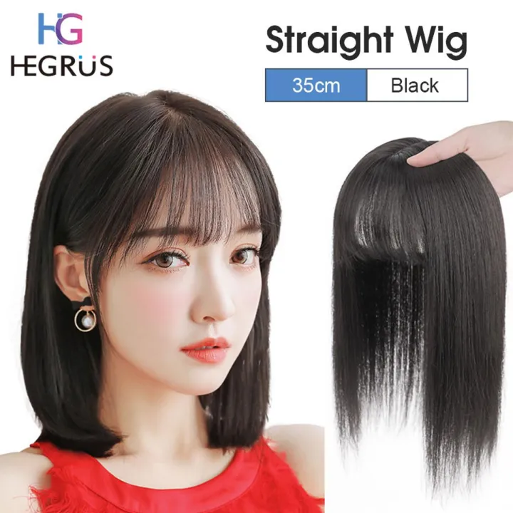 HEGRUS Wig 35CM Long Straight Hair Wig Natural Hairline Real Hair Wig Extensions Heat Resistant Synthetic Wig Daraz .bd