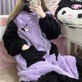 2 thick kulomi couple pajamas women's winter plus velvet nightgowns husk warm outer wear loungewear long cute bathrobes. 