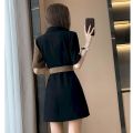 Summer Fashion Short Sleeve Blazer Dresses Women 2022 New French Suit Dress Womens Niche Design Mini Skirts Splicing Belt Dress. 