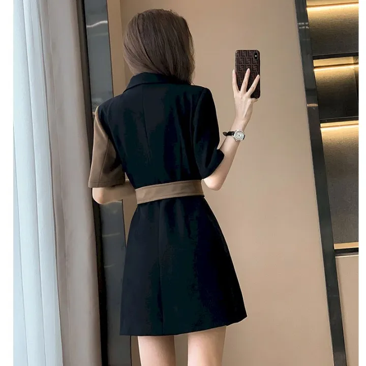 Summer%20Fashion%20Short%20Sleeve%20Blazer%20Dresses%20Women%202022%20New%20French%20Suit%20Dress%20Womens%20Niche%20Design%20Mini%20Skirts%20Splicing%20Belt%20Dress%20-%20Image%205