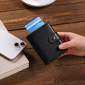 Cross border men's wallet, credit card anti magnet card bag, automat pop-up metal card box, Airtag three fold leather wallet. 