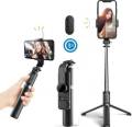 Q07 100 (cm) Bluetooth Integrated Selfie Stick with Light and Bluetooth Remote Control.