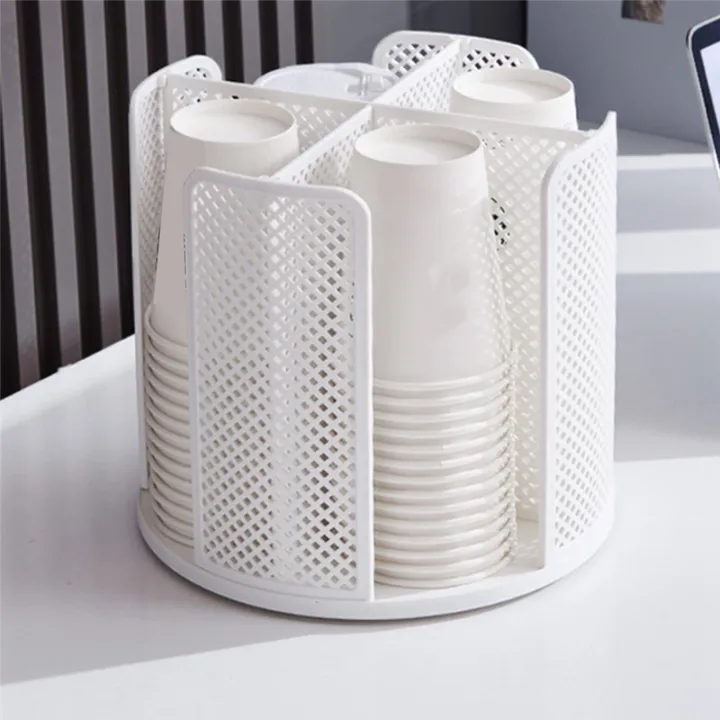Coffee%20Cup%20Dispenser%20360%20Degree%20Rotatable%20Paper%20Cup%20and%20Lid%20Holder%20Plastic%204%20Compartment%20Cup%20Lid%20Organizer%20for%20Kitchen%20B%20Easy%20to%20Use%20-%20Image%205