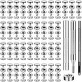 50 Sets Leather Snap Fasteners Kit Black Metal Snap Buttons Silver.