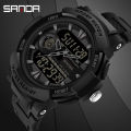 SANDA 6002 Large Men Watches Digital Watch Luminous 5BAR Waterproof Male Sport Watch Quartz Dual Display relogio masculino. 
