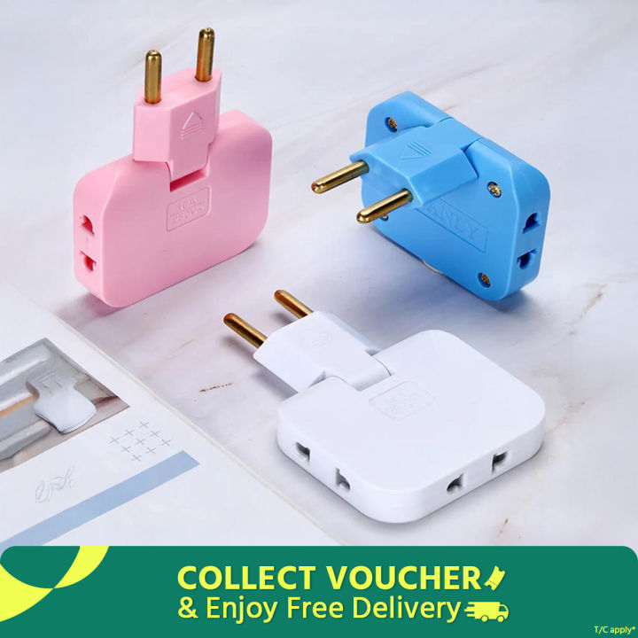 3 in 1 Mutli Plug Travel Adapter Socket (3 Power Socket) High Power EU Bangladesh Standard 180° Rotating Coverter Socket AC Adapter